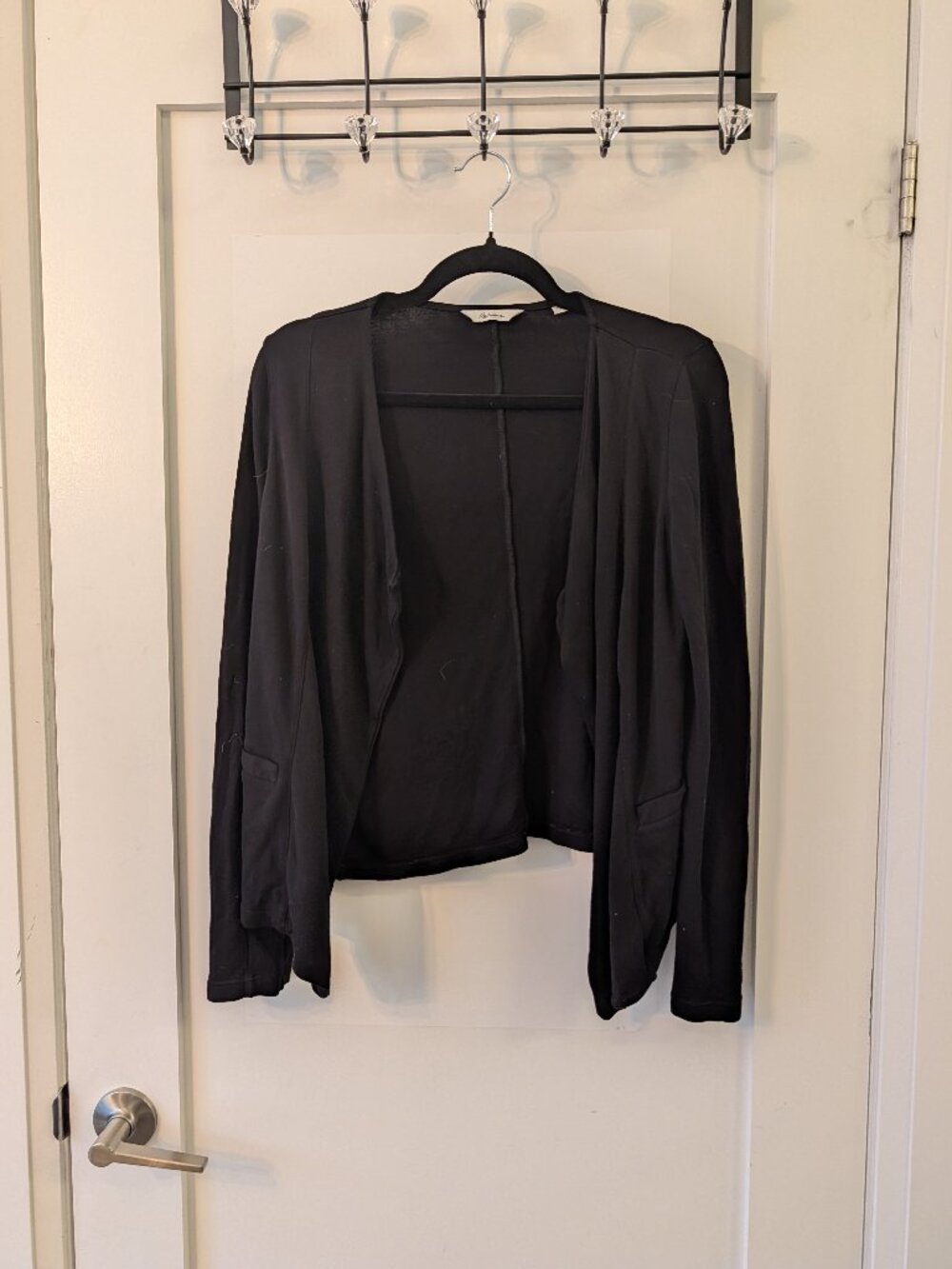 Reitmans Black Draped Open-Front Cardigan S/P